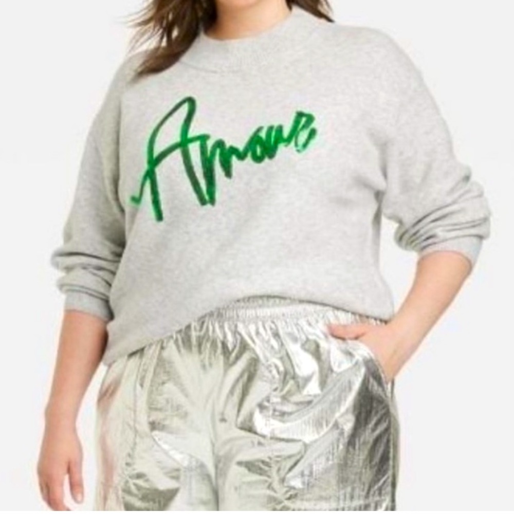 A New Day Crewneck “Amor” Sequin Pullover Sweater